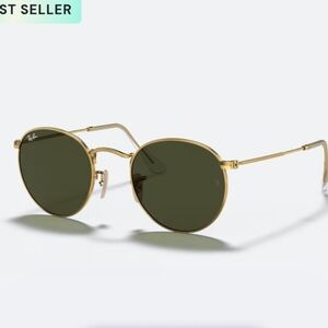 NWT RX-ABLE Ray-Ban Gold Round Sunglasses RB3447